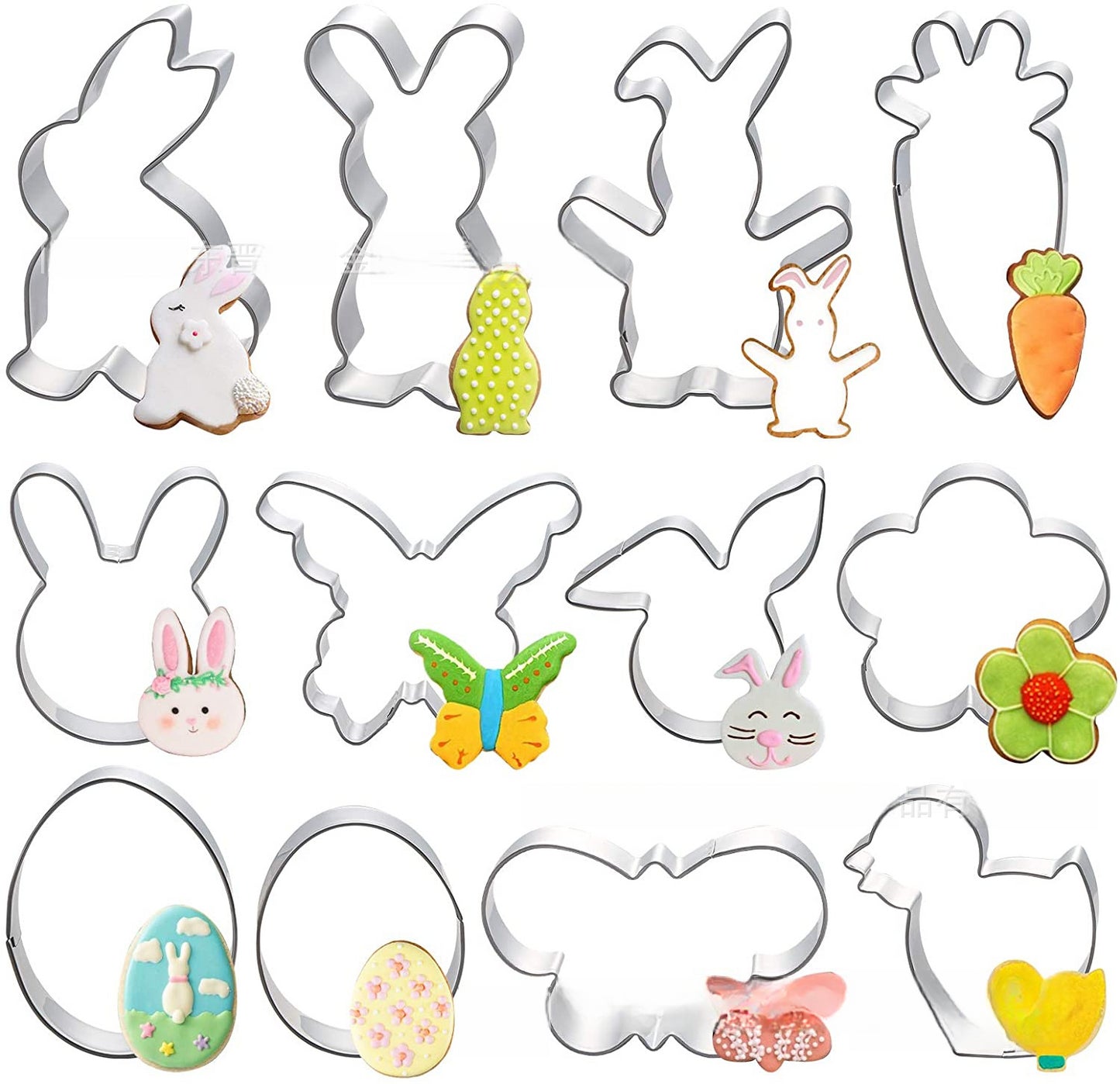 12pcs stainless steel Easter cookie cutters