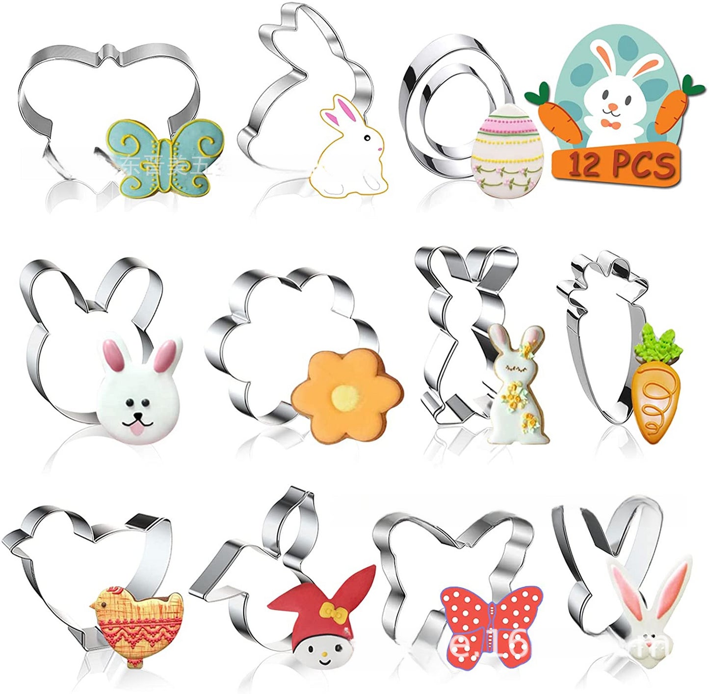 12pcs stainless steel Easter cookie cutters