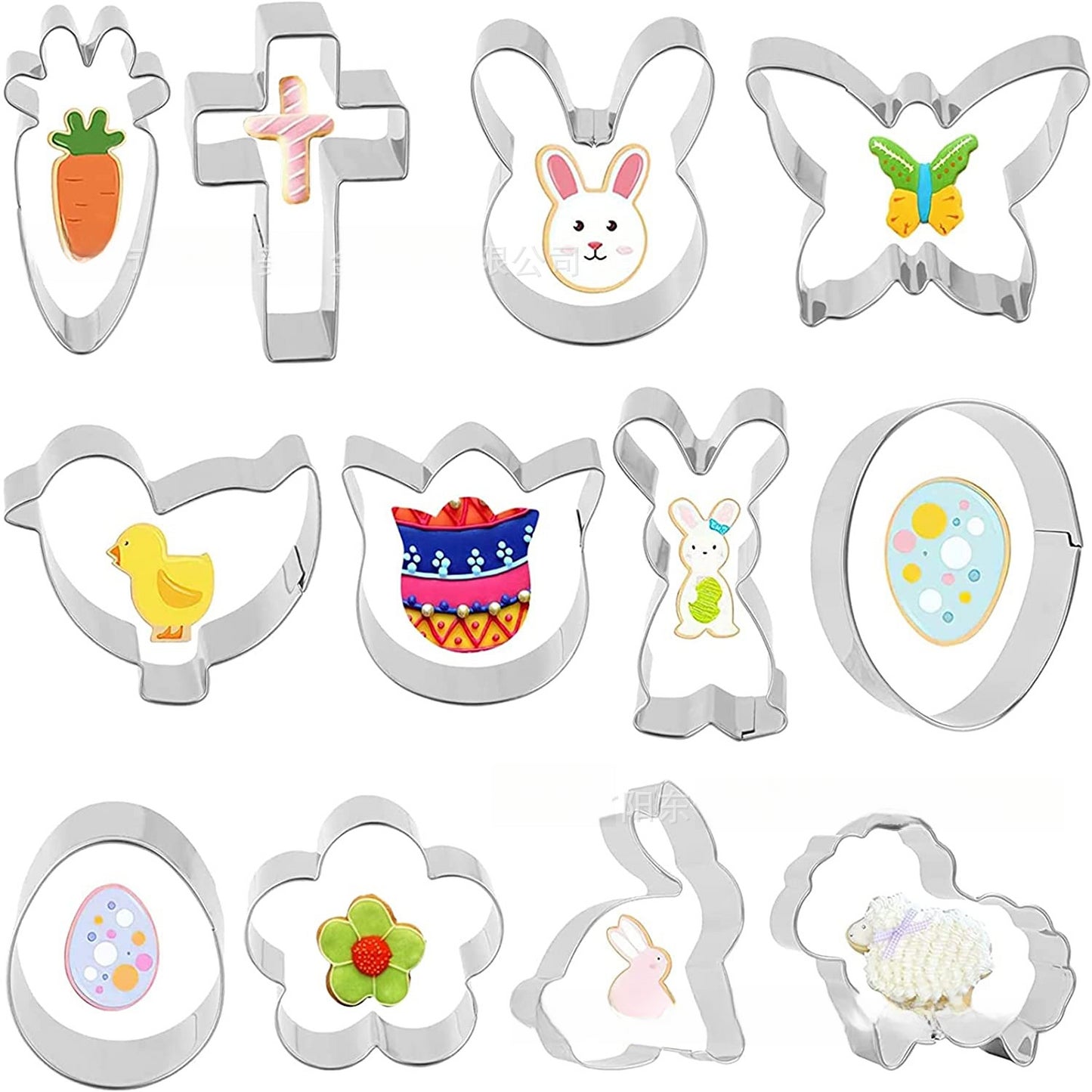 12pcs stainless steel Easter cookie cutters