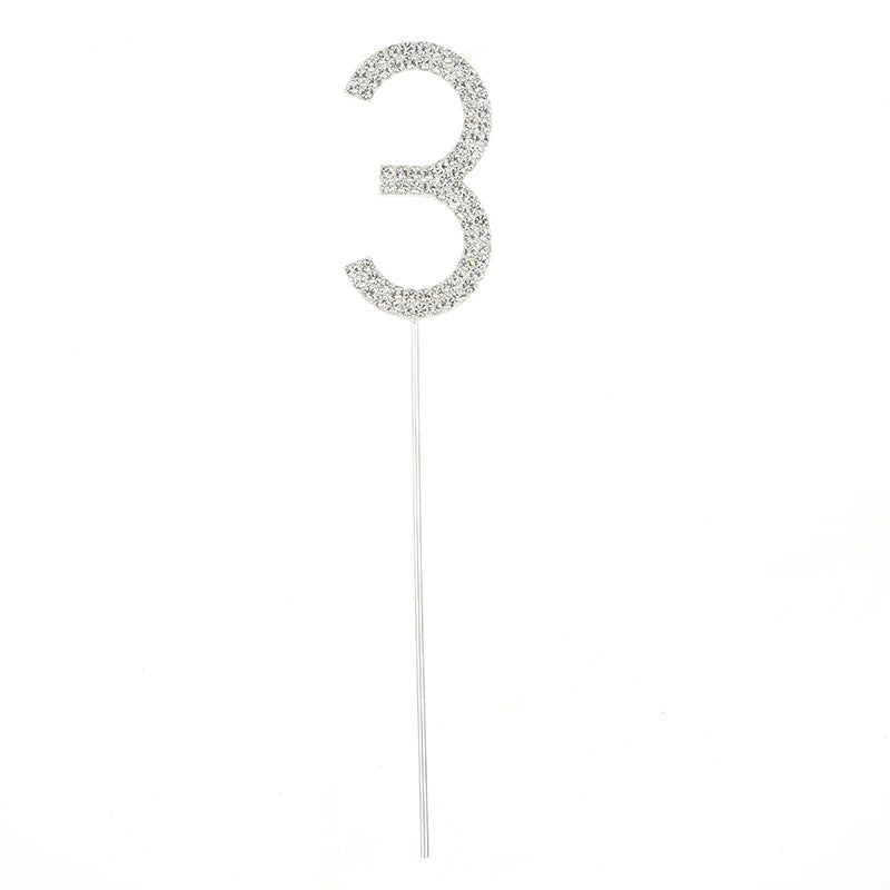 0-9 rhinestones number birthday cake topper