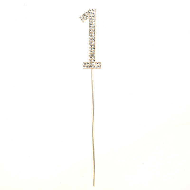 0-9 rhinestones number birthday cake topper