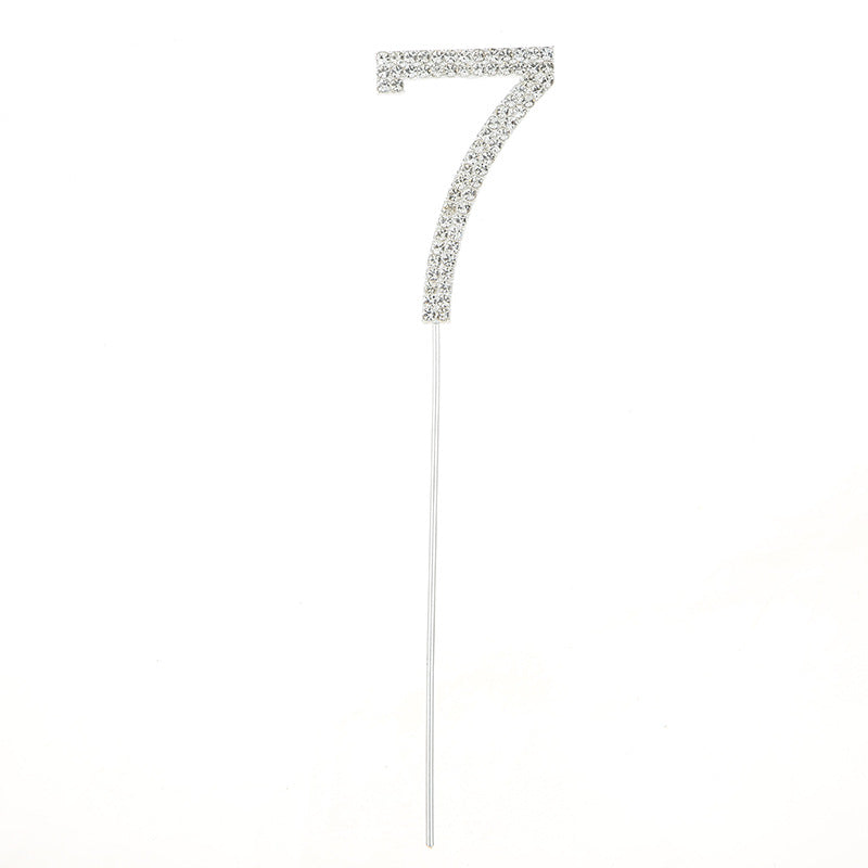 0-9 rhinestones number birthday cake topper