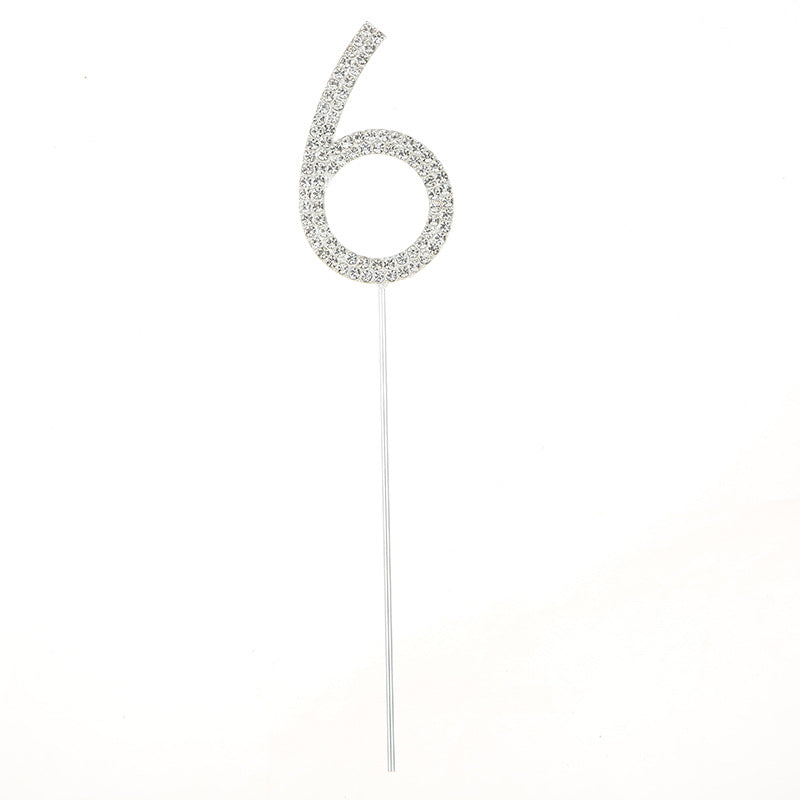 0-9 rhinestones number birthday cake topper