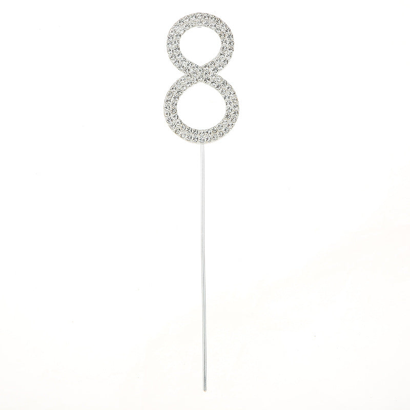 0-9 rhinestones number birthday cake topper