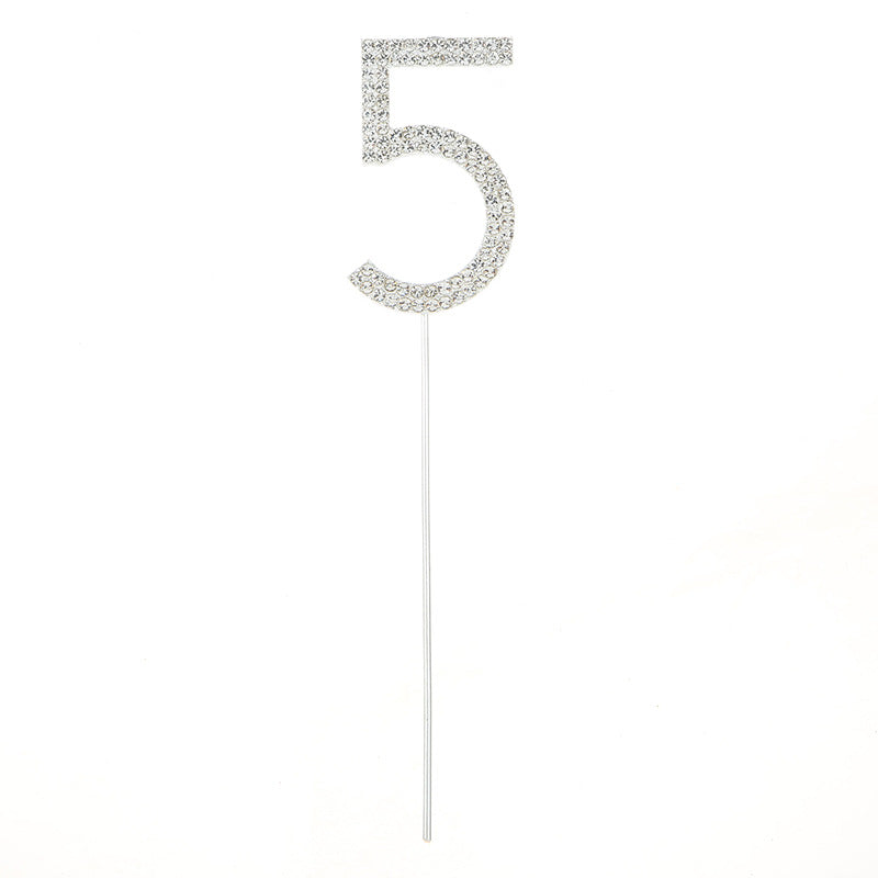 0-9 rhinestones number birthday cake topper