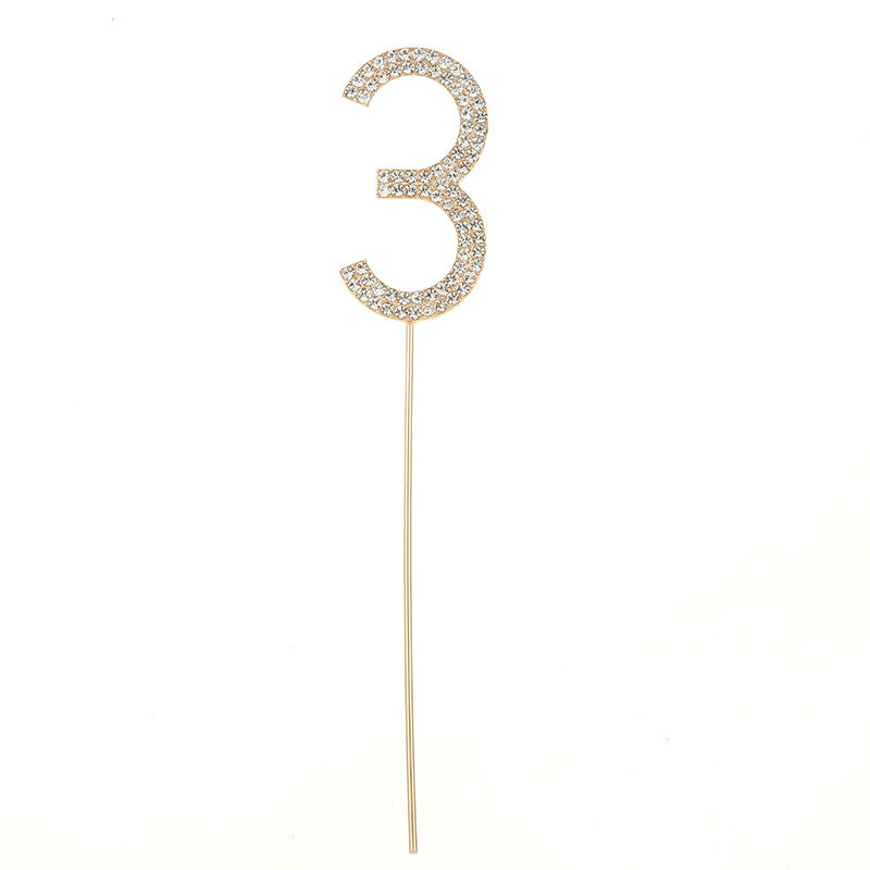 0-9 rhinestones number birthday cake topper